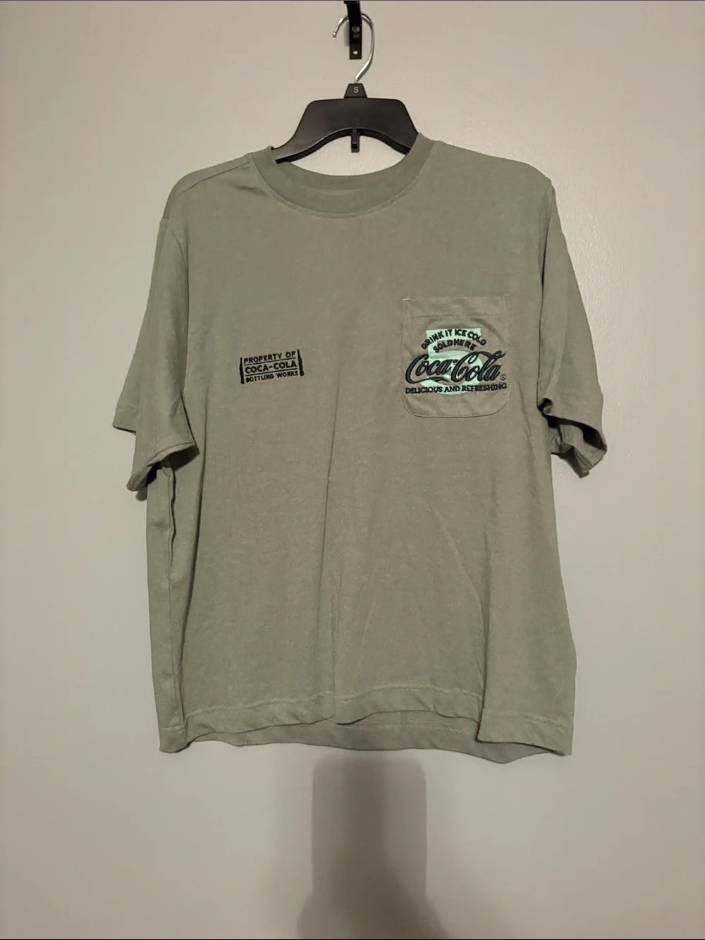 Coca Cola Men's Short Sleeve Pocket Tee - Sage Green NWT